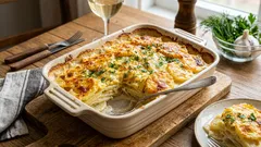 Gebackene Kartoffeln in Sahnesauce mit goldbrauner Kruste: Schritt-für-Schritt-Rezept